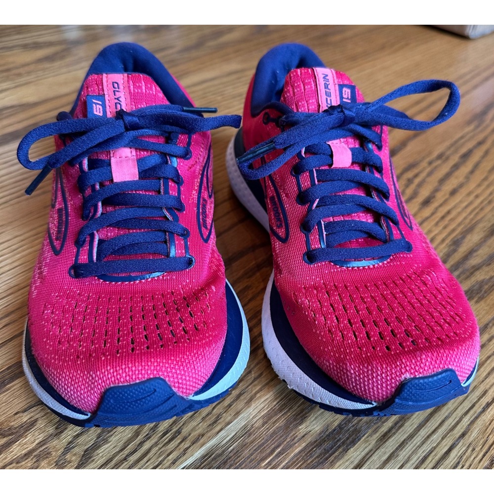 Brooks Glycerin 19 Pink Navy Blue Running Shoes Womens 6.5 1203431B623